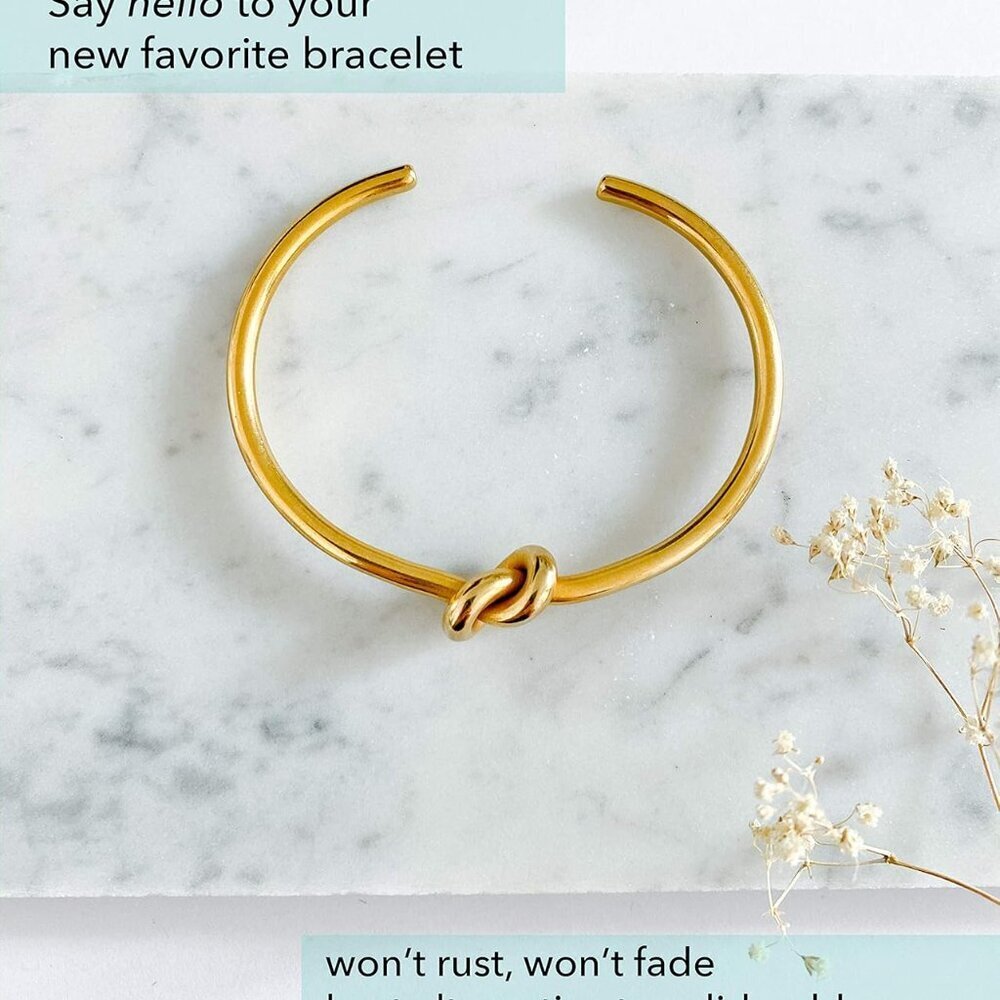 Cuff Bangle Gold Bracelets for Women | Tie The Knot Love Bracelet for Bridesmaid - Picture 3 of 6